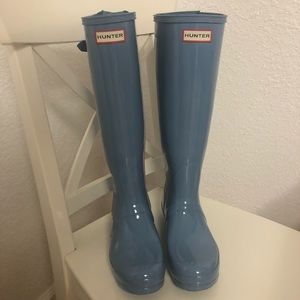 Hunter rain boots baby blue periwinkle  Sz 8